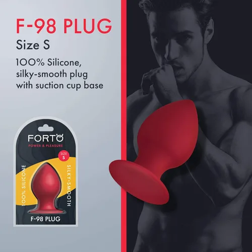 Miniatura 2 de Forto Tapón de silicona F-98 para hombres y mujeres, consolador de enchufe anal erótico (silicona, rojo, pequeño)