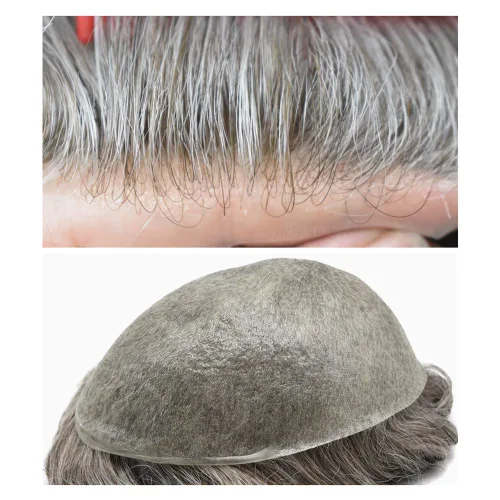 Miniatura 30 de Super Thin Skin Mens Toupee 0.001 in - Sistema de cabello de piel ultrafina para hombres, cabello humano negro, marrón, rubio, gris, peluca