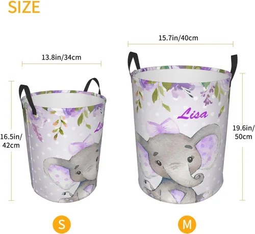 Miniatura 4 de Cesta de lavandería personalizada con nombre, plegable, impermeable, con asas, para ropa de dormitorio, juguetes Opción 4