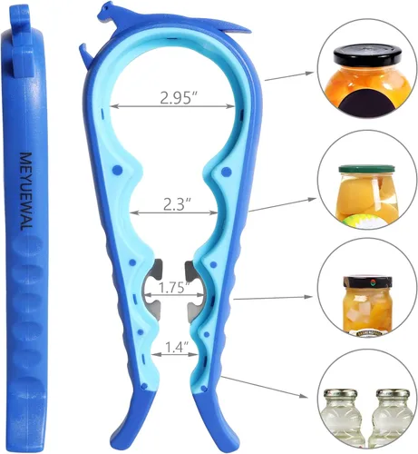 Miniatura 5 de Abrelatas más reciente para manos débiles, kit de abridor de botellas multifunción 6 en 1 con mango de silicona fácil de usar para niños, ancianos