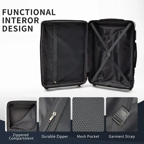 Miniatura 6 de Merax Maleta giratoria rígida con cerradura TSA expandible y ligera maleta de 20 pulgadas, 24 pulgadas, 28 pulgadas disponible.., Negro