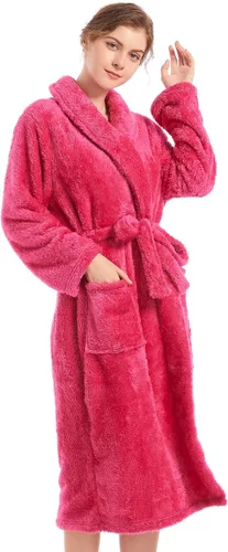 Miniatura 2 de Inner Wish Bata de felpa para mujer, acogedora y cálida, bata de spa con bolsillos