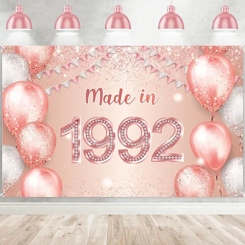 Miniatura 9 de Cartel de feliz cumpleaños número 50 en oro rosa hecho en 1973 con texto en inglés "Cheers to 50 years old", confeti, telón de fondo, decoración