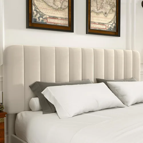 Miniatura 3 de VECELO Base de cama tapizada de tamaño matrimonial con 4 cajones y cabecero, plataforma de terciopelo, soporte de listones de madera, no necesita