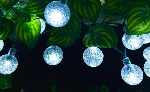 Miniatura 3 de Cadena de luces solares para exteriores resistentes al agua, 36 pies, 60 LEDs, 8 modos, luces solares de hadas con forma de globo de cristal