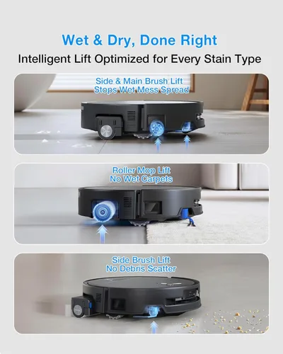 Miniatura 5 de ECOVACS DEEBOT T80S Omni Robot Aspirador y trapeador, succión de 24,800 Pa, mopa de rodillo OZMO de autolimpieza instantánea, mopa de elevación