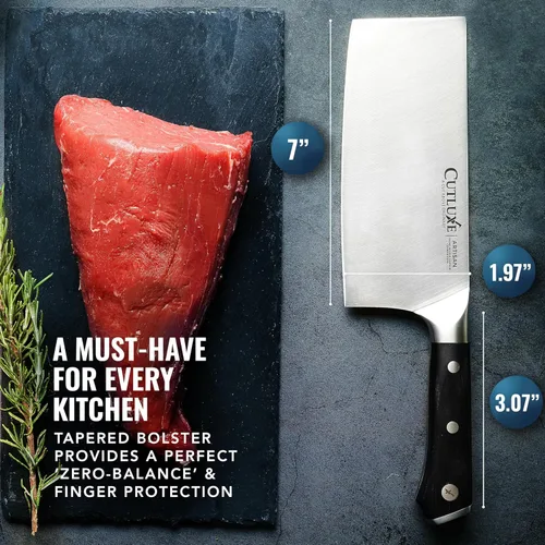 Miniatura 7 de Cutluxe - Cuchillo de carnicero de 7 pulgadas, cuchillo para cortar carne – Hoja de acero alemán, espiga completa, diseño de mango ergonómico