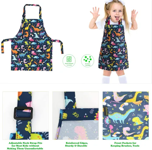 Miniatura 3 de Delantales de Cocina para Niños BeeGreen con Correa Ajustable Delantales de Cocina con Bolsillo Delantero para Niños Pequeños Pintura Hornear Artista