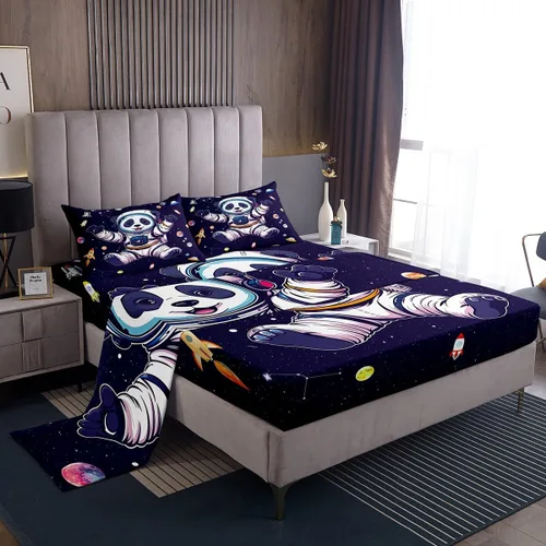 Miniatura 17 de Castle Fairy Juego de Sábanas de Astronauta para Niños, Juego de Sábanas del Espacio de Galaxia Misteriosa, Juegos de Sábanas de Decoración