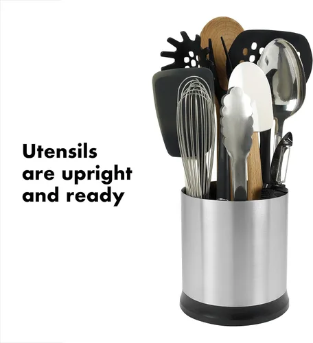 Miniatura 3 de OXO Good Grips: Recipiente para utensilios de cocina de acero inoxidable giratorio, Acero inoxidable, Stainless, N/A