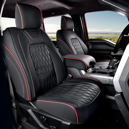 Miniatura 12 de Coverado Funda de asiento de cuero, ajuste personalizado para fundas de asiento Ford F150, fundas de asiento para camioneta Ford F150 impermeables