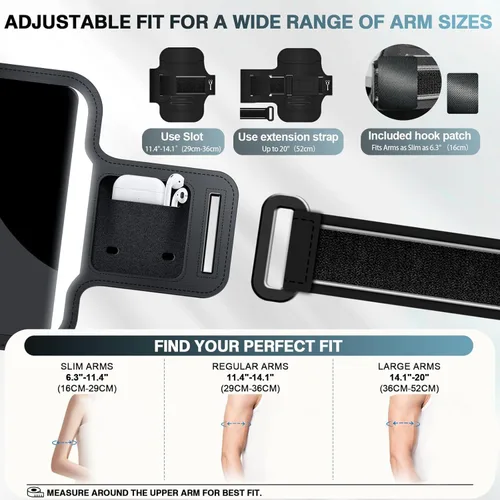 Miniatura 3 de PORTHOLIC 2026 Running Armband Water Resistant Sports Phone Holder Case with Extension Strap,Card Slot Up to 6.9" Phone for iPhone 17/16/15/14/13