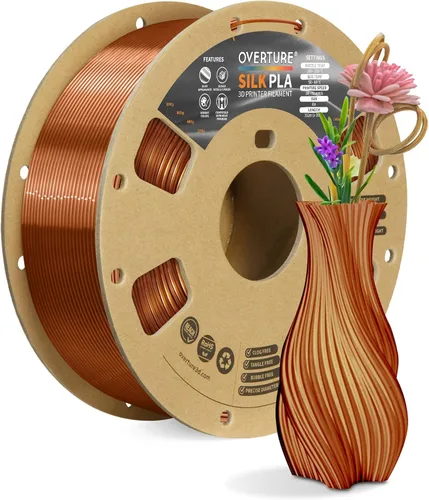 Miniatura 18 de OVERTURE - Paquete de filamento de seda PLA, sin obstrucciones, brillante, filamento metálico brillante para impresora 3D, carrete de 1 kg * 4