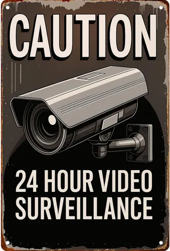 Security Camera Cctv Surveillance Funny Wall Decor Retro Metal Sign Poster for Garage Man Cave Bathroom Bedroom Farm Inspirational Popular Wall Art
