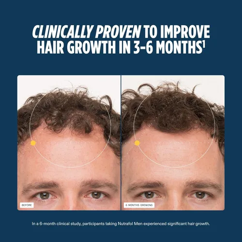 Miniatura 4 de Nutrafol Men's Hair Growth Supplements, Clinically Tested for Visibly Thicker Hair and Scalp Coverage, Dermatologist Recommended - 1 Month Supply, 1