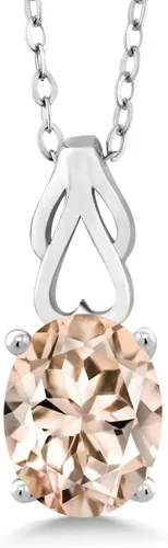 Miniatura 121 de Gem Stone King Collar de plata de ley 925 con piedra natal ovalada de 0.354 x 0.276 in Collar con colgante solitario para mujer Con cadena