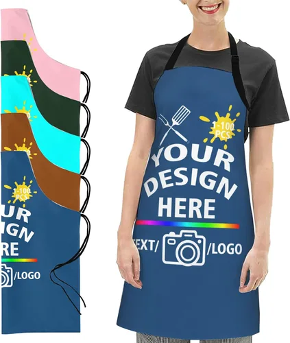 Miniatura 11 de Delantal personalizado para mujeres y hombres, diseña tu divertido texto, logotipo, imagen, delantales de cocina, 1-100 piezas, chef personalizado