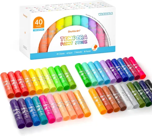 Miniatura 9 de Palos de pintura al temple de 30 colores sólidos para niños con 1 almohadilla de dibujo, secado súper rápido, no tóxico, funciona muy bien en papel