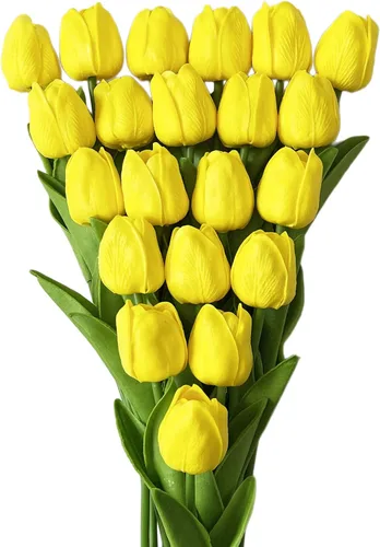 Miniatura 9 de UKELER 24 piezas de flores negras de tulipán, flores artificiales de poliuretano de tacto real para decoración del hogar, centros de mesa, arreglo