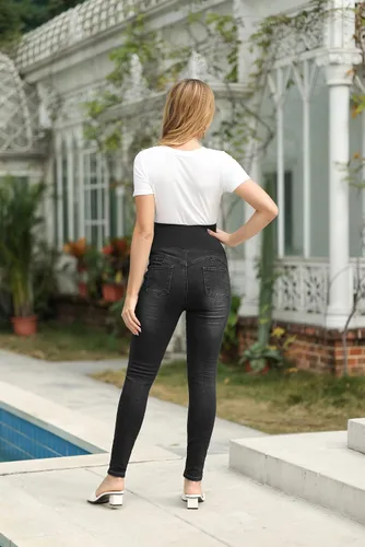 Miniatura 4 de Maacie Jeans de maternidad sobre el vientre, pantalones de mezclilla rasgados ajustados con bolsillos reales