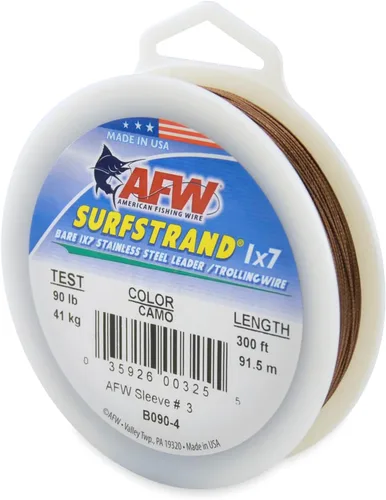 Miniatura 61 de Surfstrand Bare 1x7 Cable Líder de Acero Inoxidable - Línea Líder de Pesca para Agua Salada, 20lb Test - 325lb Test en Brillante, Camuflaje