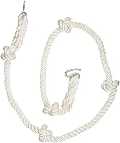 Swing Set Stuff Cuerda de escalada anudada de 3/4" (blanco) con etiqueta adhesiva con logotipo SSS