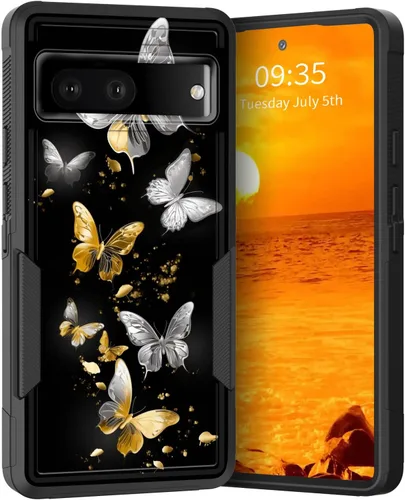 Miniatura 105 de Funda para Pixel 6A, Híbrida de Doble Capa de Servicio Pesado Resistente a Prueba de Golpes PC Duro + Funda Protectora de Silicona Suave para Google