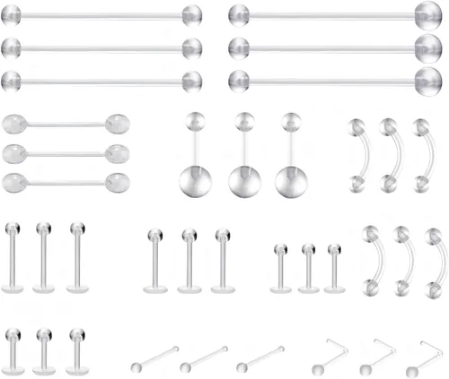 Retenedores de piercing transparentes para cirugía – Anillos de plástico para pezones, kit de retención de nariz, joyería para ombligo, aretes de