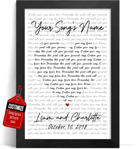 Miniatura 28 de VICILO Póster personalizado con letras de canciones, lienzo para decoración de pared, acordes de canción perfecta, regalo de aniversario de un año