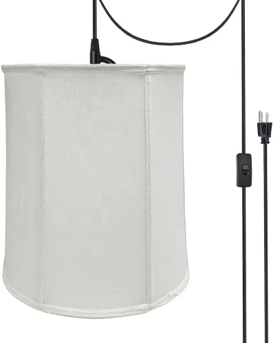 Miniatura 5 de Aspen Creative, Beige, 75035-11 Lámpara colgante de techo con pantalla de tela imperio transicional, 14 pulgadas de ancho