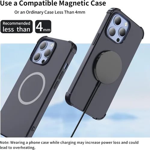 Miniatura 7 de Cargador MagSafe, almohadilla de carga inalámbrica magnética para iPhone 17/17 Pro/17 Pro Max/Air/16 15 14 13 12 Pro Max Plus/AirPods 2 3 Pro, imán
