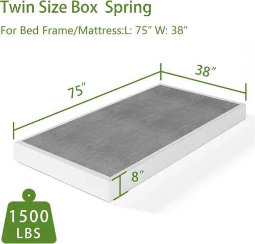 Miniatura 3 de Base de colchón de metal resistente de 8 pulgadas, funda de cama de tela fácil de limpiar, antideslizante, sin ruido, fácil montaje (individual)