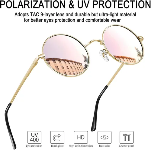 Miniatura 2 de Gafas de sol Joopin polarizadas, estilo Lennon, redondas, gafas de sol estilo hippy redondas para mujer y hombre
