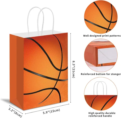 Miniatura 2 de YE 16 bolsas de regalo de baloncesto para fiestas, bolsas de regalo de baloncesto, bolsas de regalo de baloncesto, fiestas temáticas de baloncesto