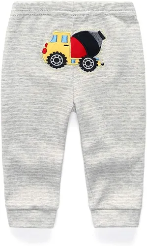 Miniatura 8 de Paquete de 4 pantalones unisex de algodón para bebé recién nacido, leggings casuales bordados de 0 a 24 meses para niños y niñas