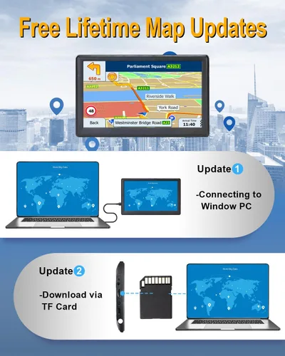 Miniatura 2 de Navegación GPS para coche y autocaravana, GPS de 7 pulgadas de pantalla táctil del vehículo, mapas gratuitos de por vida de América del Norte USA