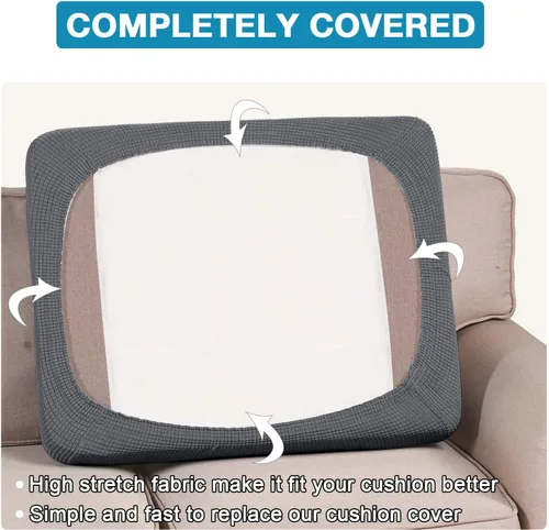 Miniatura 6 de Flamingo P Funda de cojín elástica individual para sofá, protector de muebles, funda flexible con parte inferior elástica, funda de cojín de 3 Gris