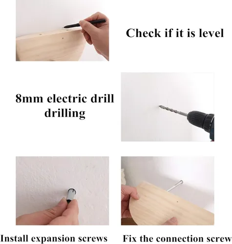 Miniatura 7 de Estantes flotantes montados en la pared, estantes de almacenamiento de pared de madera maciza, estante flotante semicírculo, para dormitorio, sala