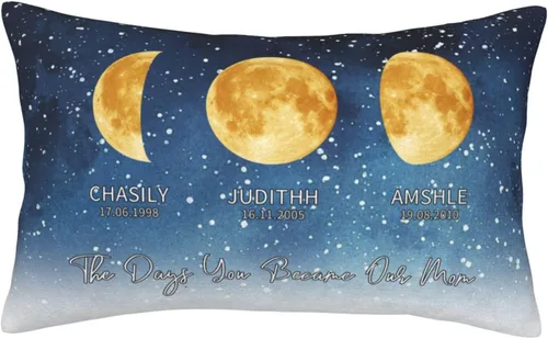 Miniatura 18 de Custom The Day You Became Our Mom Pillow Cover, Personalized Family Birth Moon Phase Pillowcases with Name Birthdate Gift for Mom Dad Father's Day
