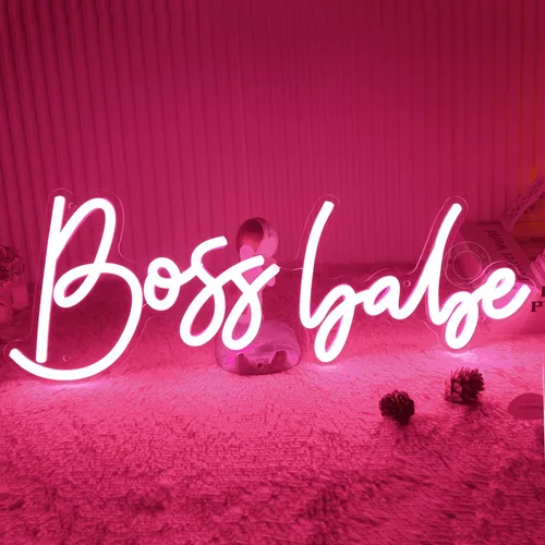 SYLHOME Pink Boss Babe - Letrero de luz LED de neón para jefe, oficina, escritorio, decoración de pared, letrero para dormitorio de niñas, mujeres,