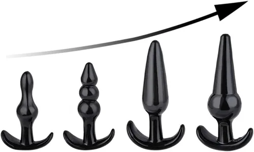 Miniatura 2 de Juego de 4 tapones anales, kit de entrenamiento para estimulación anal, juguetes sexuales para hombres y mujeres (lubricante incluido)