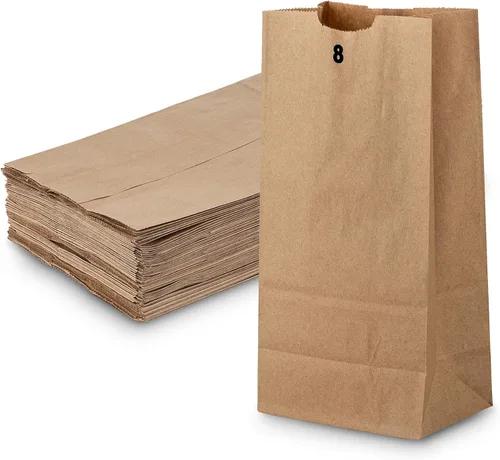 Miniatura 9 de MT Products Bolsas de papel kraft de 8 libras. Bolsas de almuerzo de papel desechables perfectas para ir de compras - Paquete de 100
