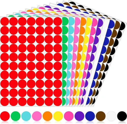 Calcomanías de puntos de colores de 1 pulgada, 1680 unidades, etiquetas circulares redondas de codificación de colores, calcomanías de precio para