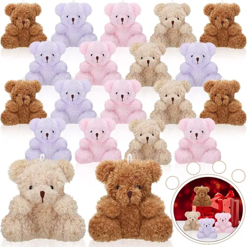 Miniatura 7 de Chivao 20 piezas de mini osos de peluche a granel de 4 pulgadas de oso pequeño a granel para niños, fiesta de cumpleaños, intercambio de aula, baby