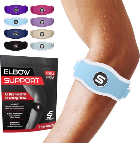 Miniatura 15 de Sleeve Stars - Codera de tenis para hombres y mujeres, codera para tendinitis, codo de tenis, codo de golfista, soporte de contrafuerza para alivio