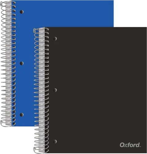Miniatura 8 de Oxford Cuadernos en espiral, 5 materias, papel rayado universitario, cubierta de plástico duradero, 200 hojas, 5 bolsillos divisores, 2 por paquete