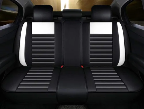 Miniatura 2 de Juego completo de fundas de cojín y almohadas de cuero sintético para asiento delantero y trasero de coche con reposacabezas y soporte de cintura, 5
