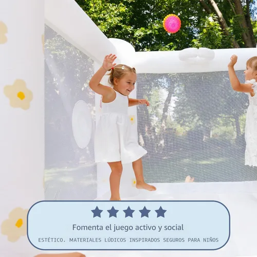 Miniatura 5 de Casa de rebote inflable Bounceland in Bloom Playland, 8.5 pies de largo x 7 pies de ancho x 6.5 pies de alto, casa de rebote floral neutra
