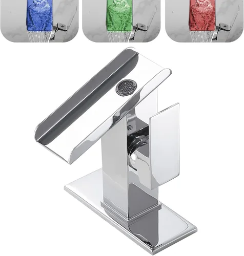 Miniatura 17 de Grifo de lavabo de baño dorado de una sola manija de 1 o 3 agujeros de 4 pulgadas, cascada de 4 pulgadas, grifo de baño moderno de latón para lavabo