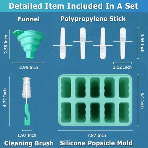 Miniatura 6 de Moldes de paletas de silicona de 12 cavidades, molde de paleta de hielo DIY para niños, adolescentes y adultos, moldes de helado libres de BPA